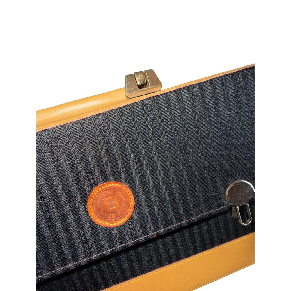 Rare!‎ Flawed! Vtg Fendi sas Roma Striped Pequin Briefcase Satchel Bag Canvas - Picture 13 of 15
